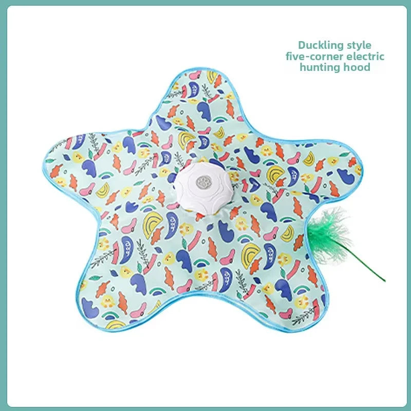 Cat Toys Interactive Hide and Seek Cat Toy with Mouse Squeaky Motion Activated Moving Concealed Feathers Kitten Teaser Toy