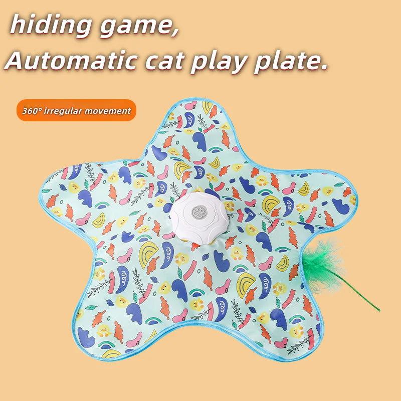 Cat Toys Interactive Hide and Seek Cat Toy with Mouse Squeaky Motion Activated Moving Concealed Feathers Kitten Teaser Toy